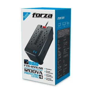 ESTABILIZADOR REGULADOR DE VOLTAJE 1200VA/600W 8 TOMAS, 2 USB-220V